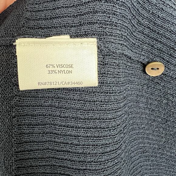 EILEEN FISHER Cardigan L Viscose Crepe Sheer Tunic Button Up Long Sleeve Navy - Picture 8 of 9